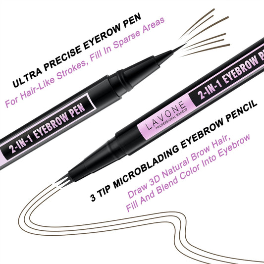LAVONE 2-in-1 brow pen offers ultra-precise strokes.