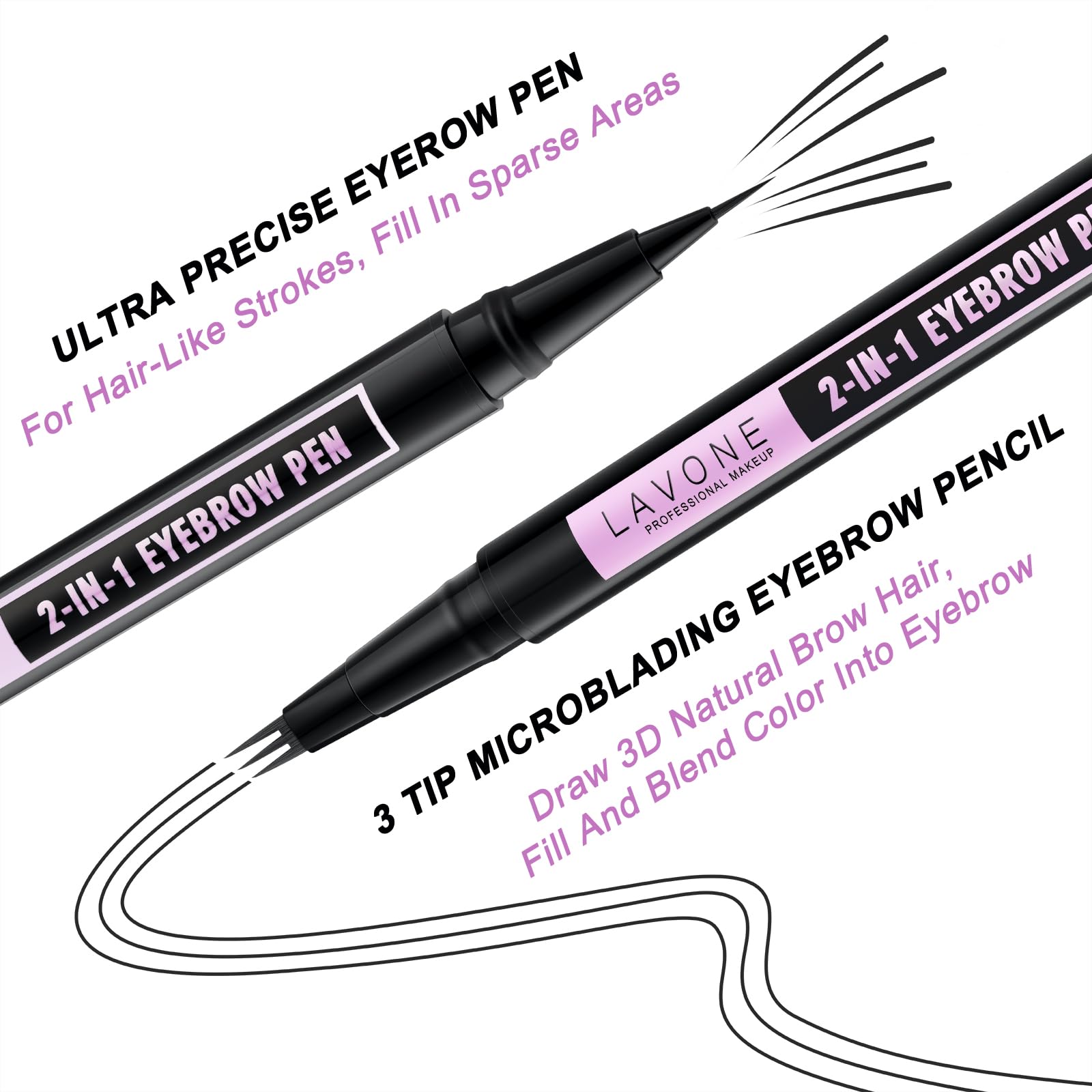 LAVONE Eyebrow Pen ultra-precise tip fills sparse brow gaps.