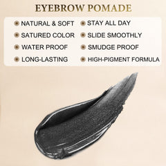 Lavone ash-black brow pomade texture for smooth, long-lasting color.