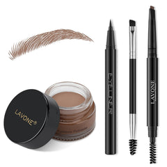 LAVONE Eyebrow Stamp Kit ash brown close-up with precise, natural-looking brows all day.