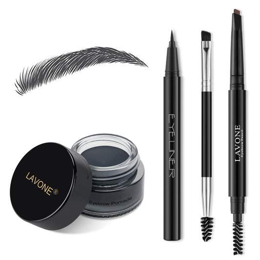 LAVONE eyebrow stamp kit in compact pouch for on-the-go brows.
