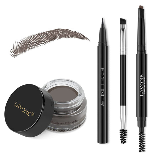 LAVONE Eyebrow Stamp Kit contents shown for quick, precise brow shaping.