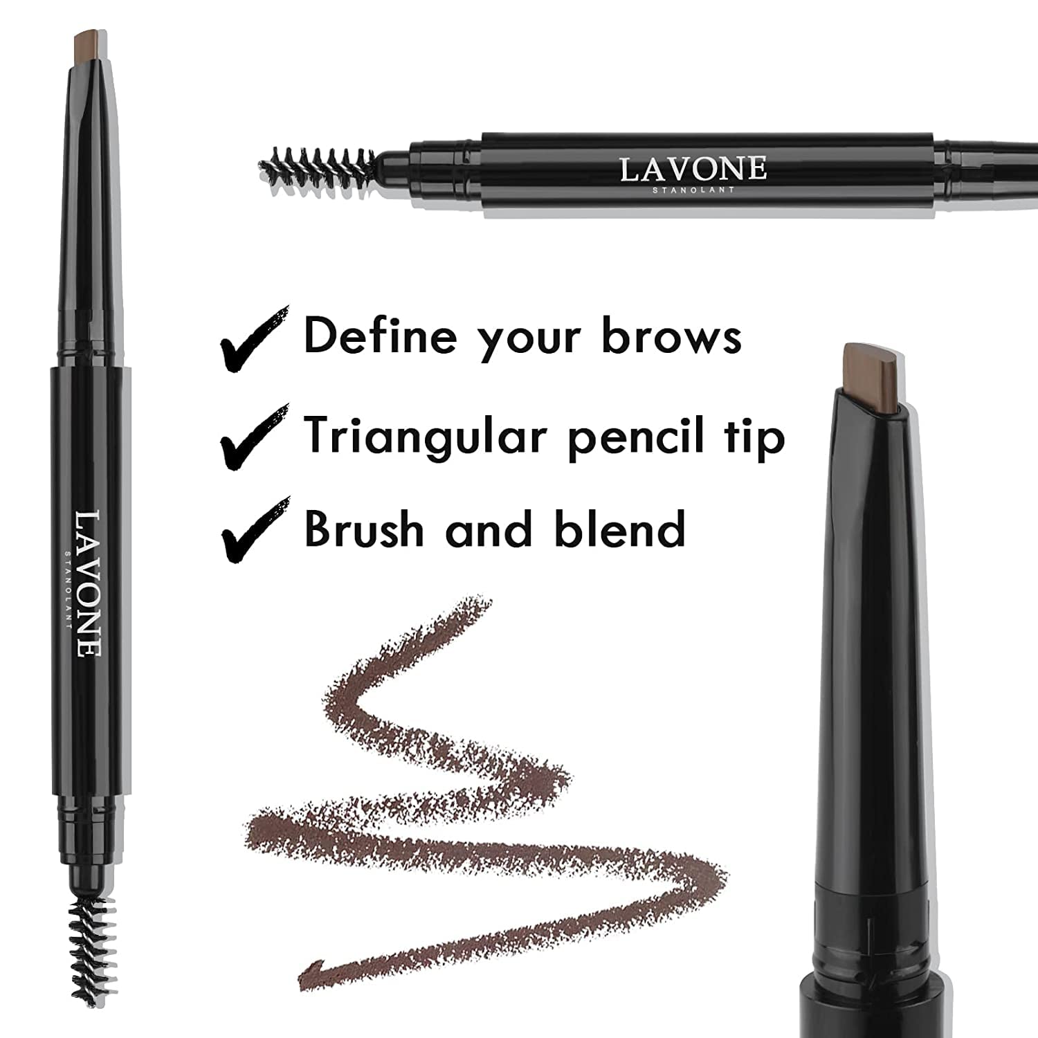 LAVONE Liquid Eyeliner black delivers waterproof, clean lines.