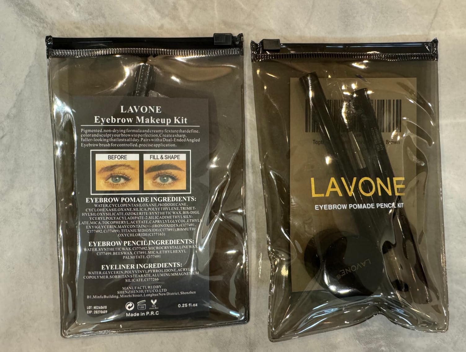 LAVONE Travel-friendly zip pouch keeps kit organized.