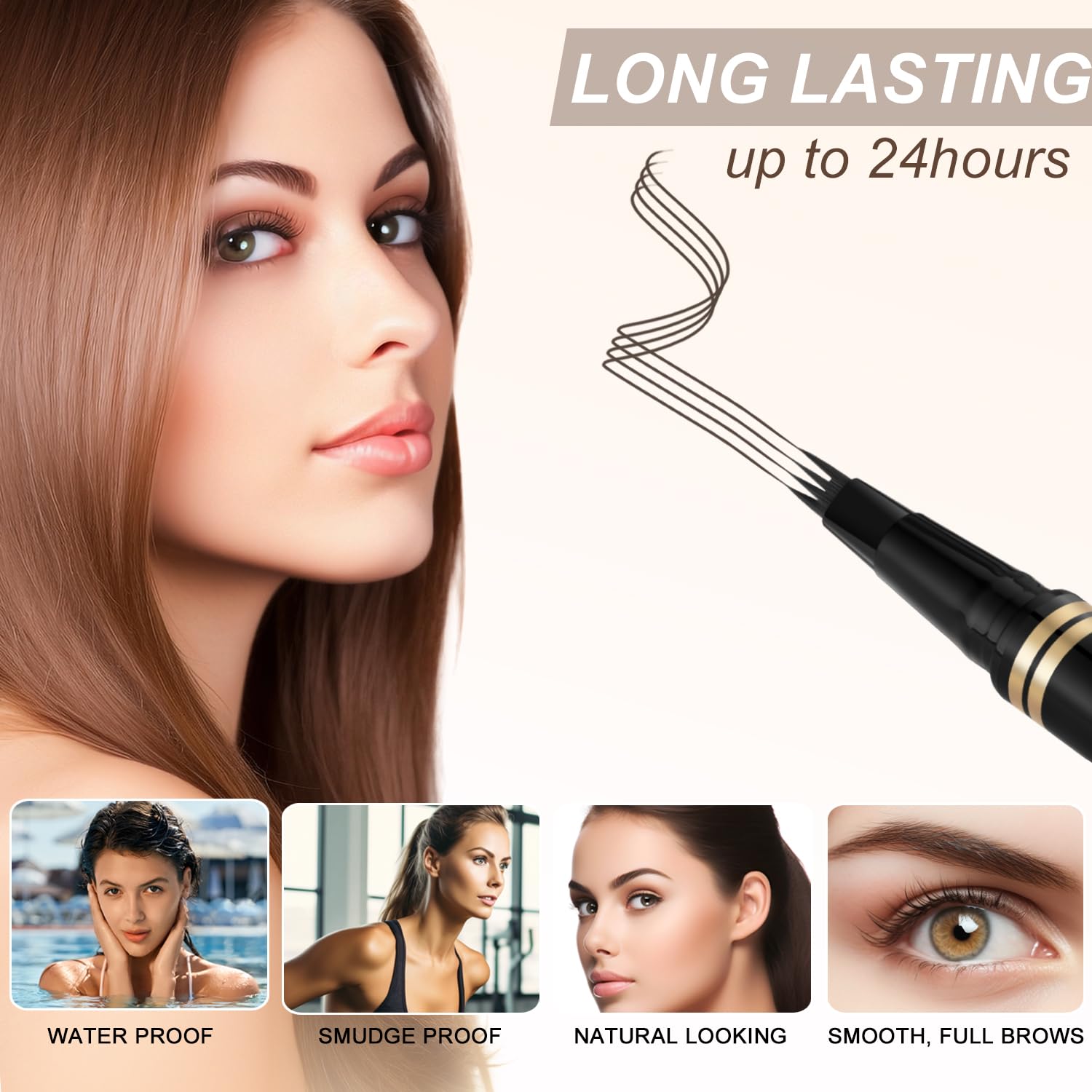LAVONE waterproof and smudge-proof formula keeps brows defined all day.