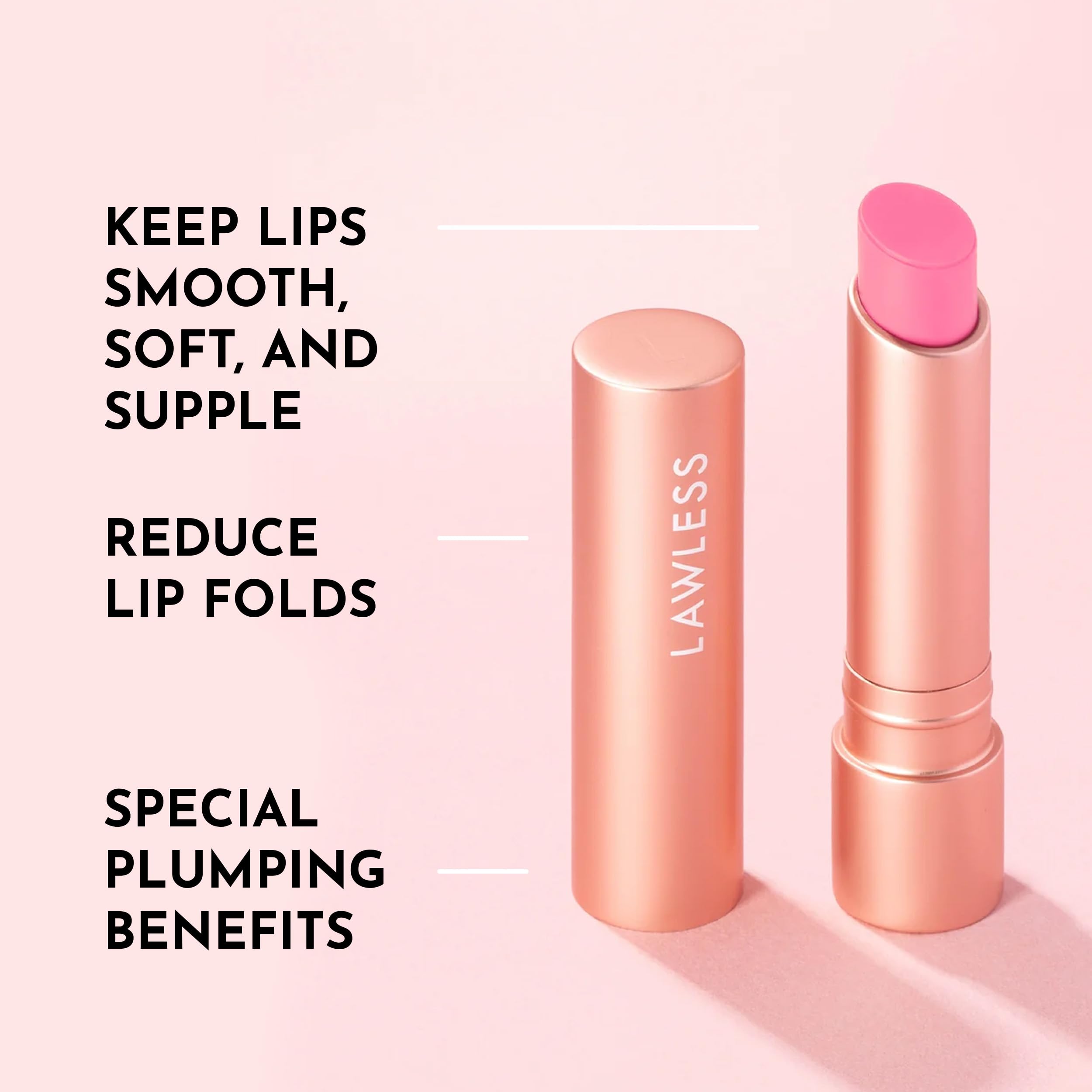 Lawless lip plumping balm Baby Doll swatch for daily color and moisture.