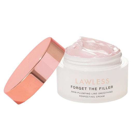 Lawless Forget the Filler cream jar close-up showing premium packaging and smooth texture for priming.
