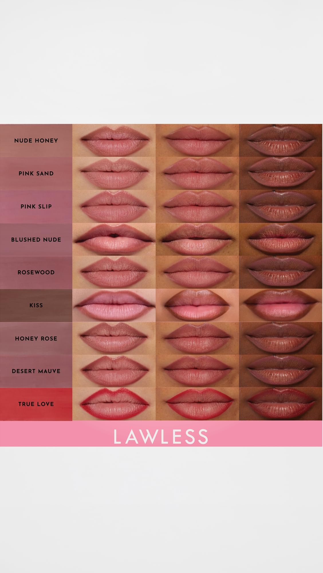 Lawless Maxi Lip formula with shea butter and rosehip oil nourishes lips