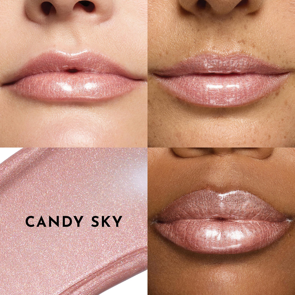 Lawless Forget the Filler Lip Gloss Candy Sky model wearing alone demonstrates everyday shine