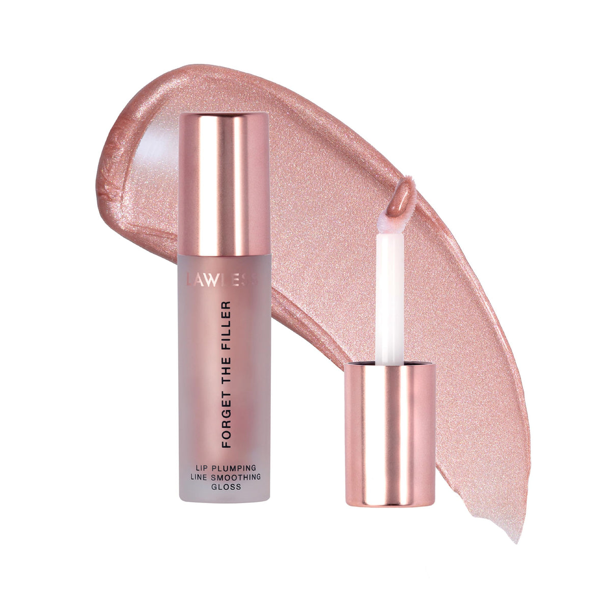 Lawless Forget the Filler Lip Gloss Candy Sky swatch on lips for shine and hydration