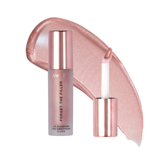 Lawless Forget the Filler Lip Gloss Candy Sky swatch on lips for shine and hydration