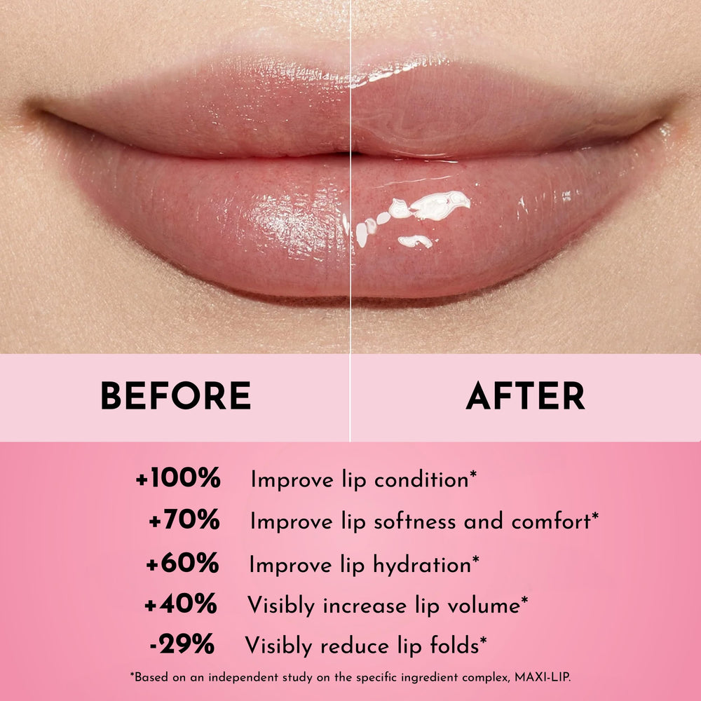 MAXI-LIP and hyaluronic acid support lip appearance in this gloss
