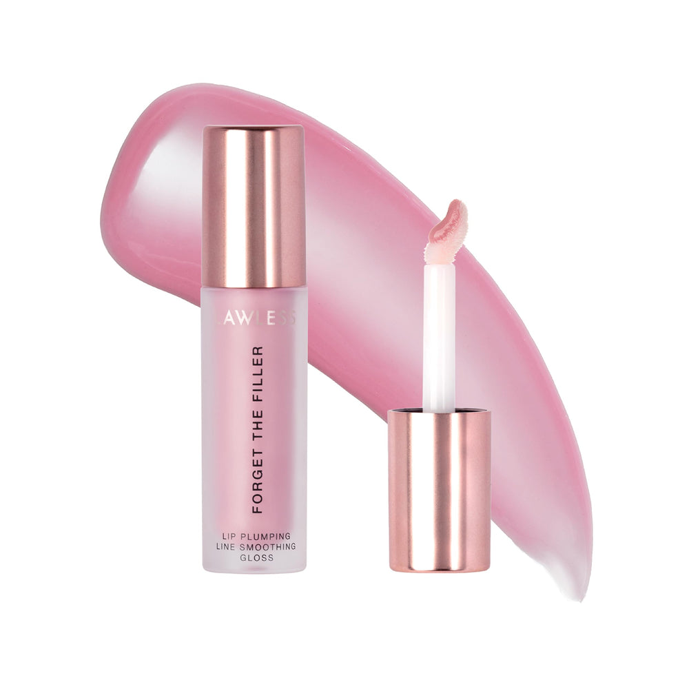 Lawless Forget The Filler Lip Plumper Lavender Sorbet bottle highlights glossy finish