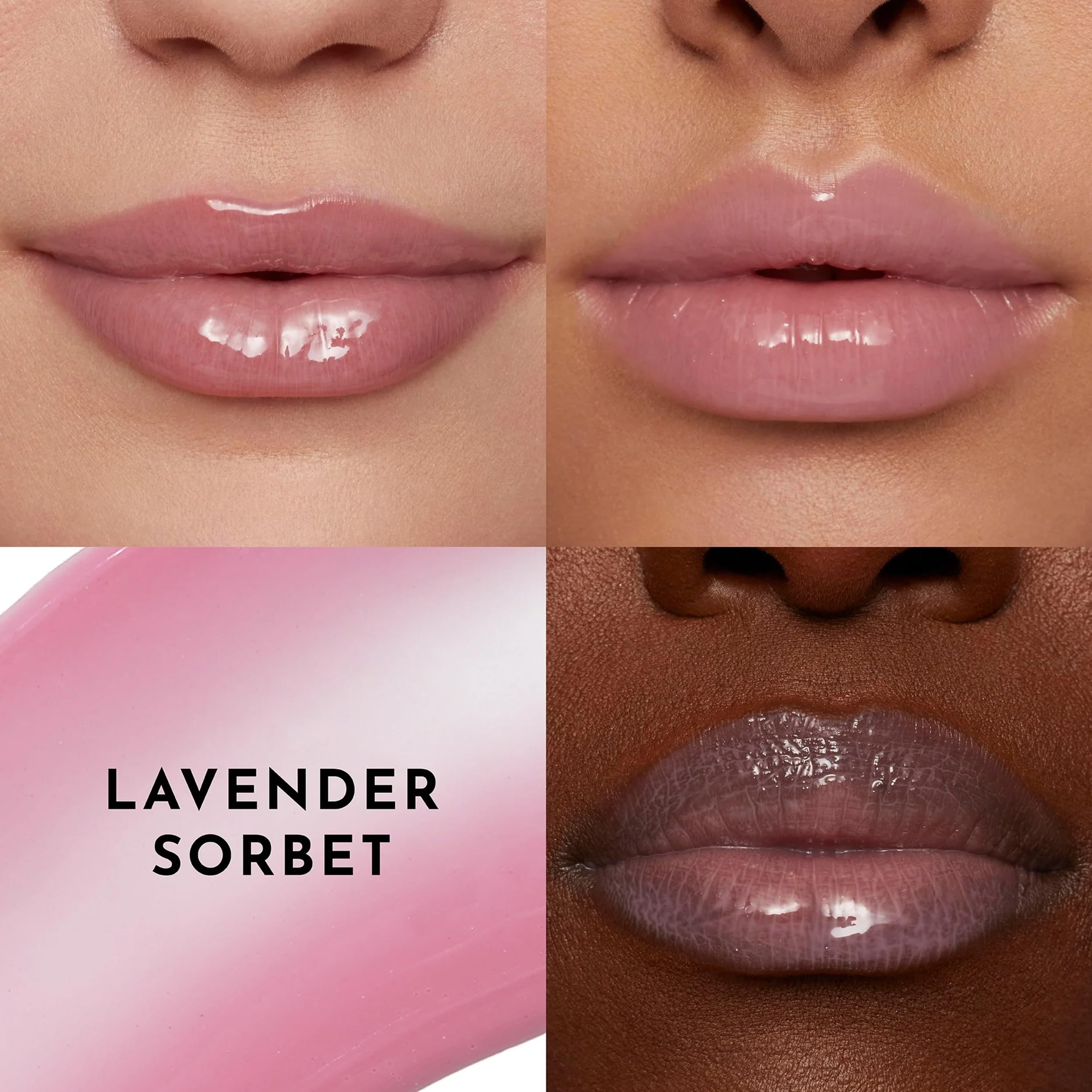 Lawless Forget The Filler Lip Plumper Lavender Sorbet layering on lipstick for glass shine