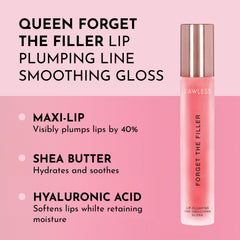 Close-up of LAWLESS Forget The Filler gloss application showing smooth, glass-like finish.