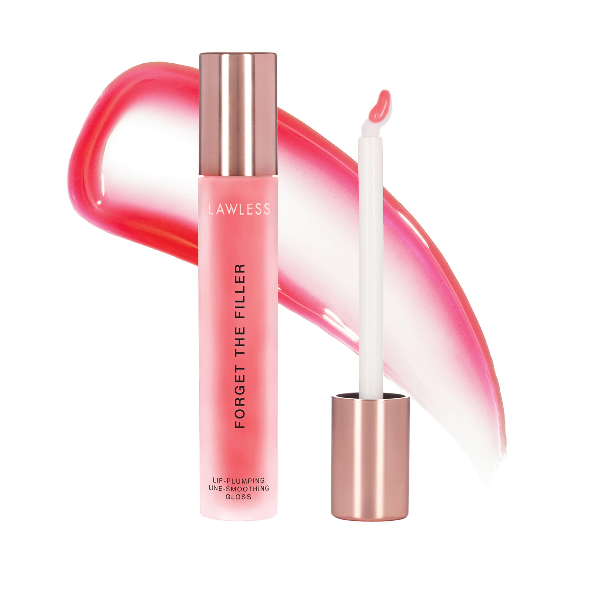 LAWLESS Forget The Filler gloss in cherry vanilla bottle for rich shine and hydration.