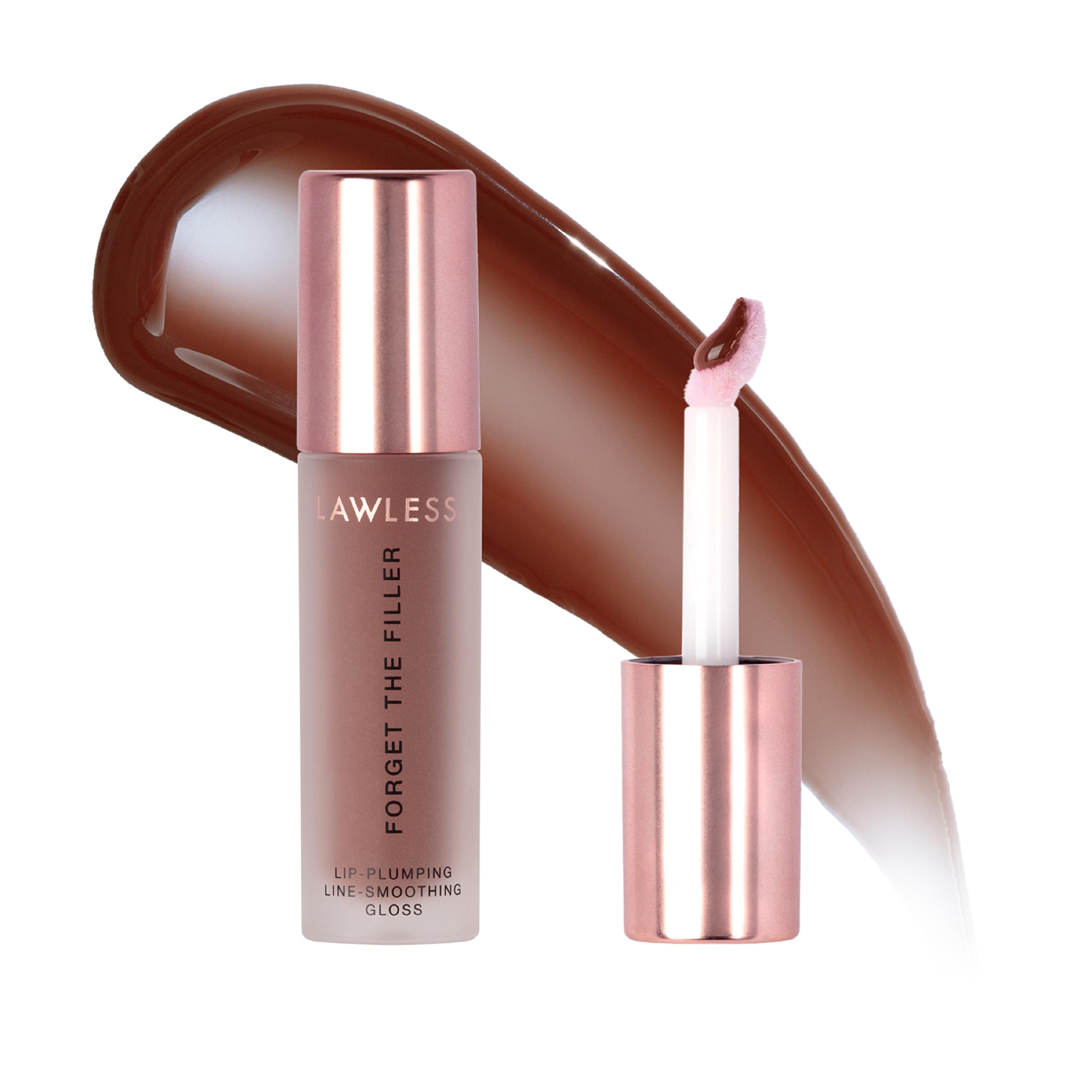 Lawless Forget The Filler lip plumper Maple Sugar bottle with a high-shine finish
