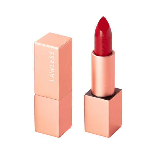 LAWLESS Forget the Filler lip-plumper satin cream lipstick is applied for hydration
