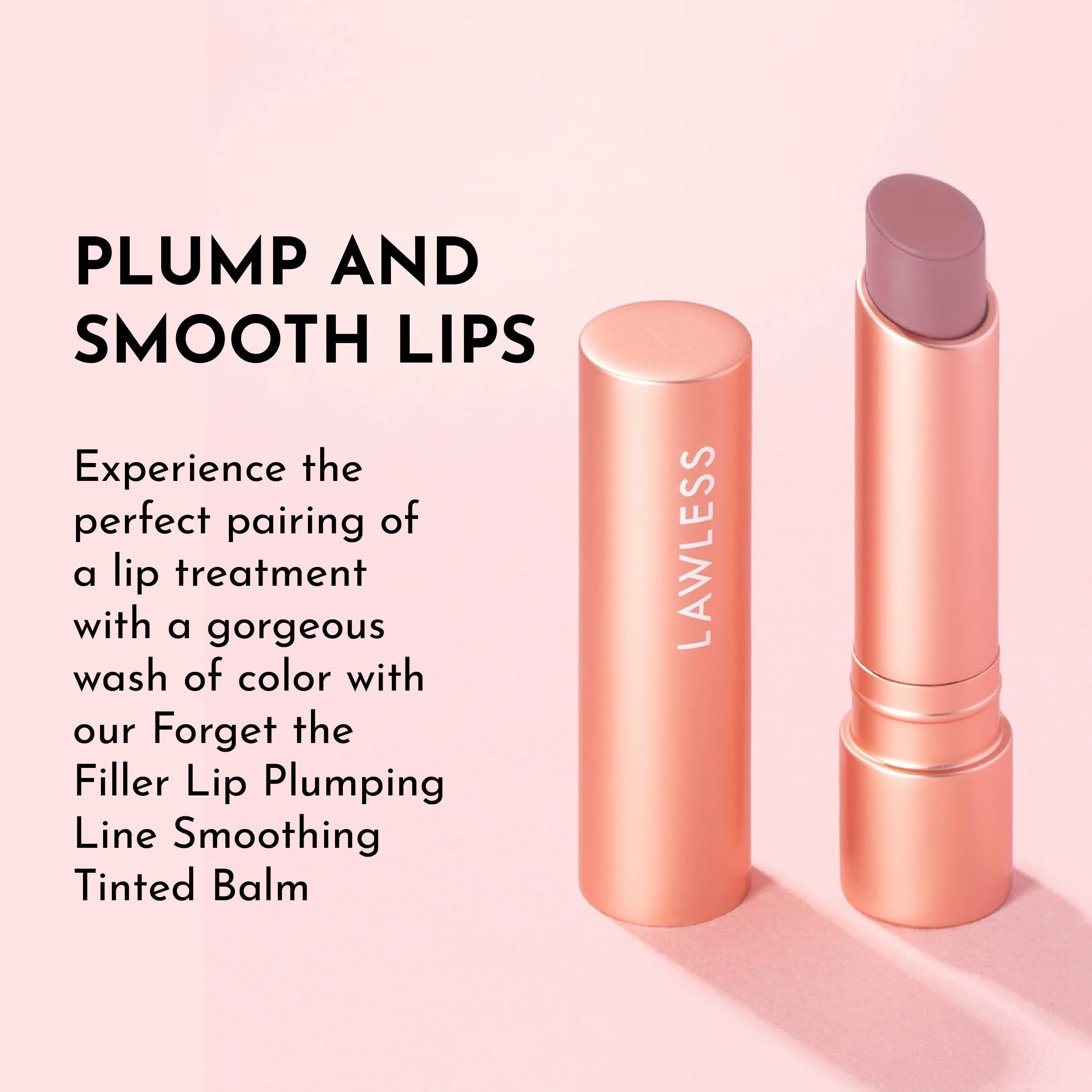 Application shot of LAWLESS Forget the Filler balm being applied on lips