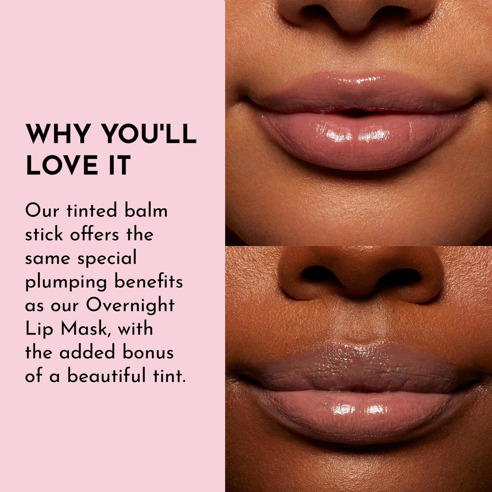 Closeup of LAWLESS Forget the Filler Lip Plumping Balm on lips