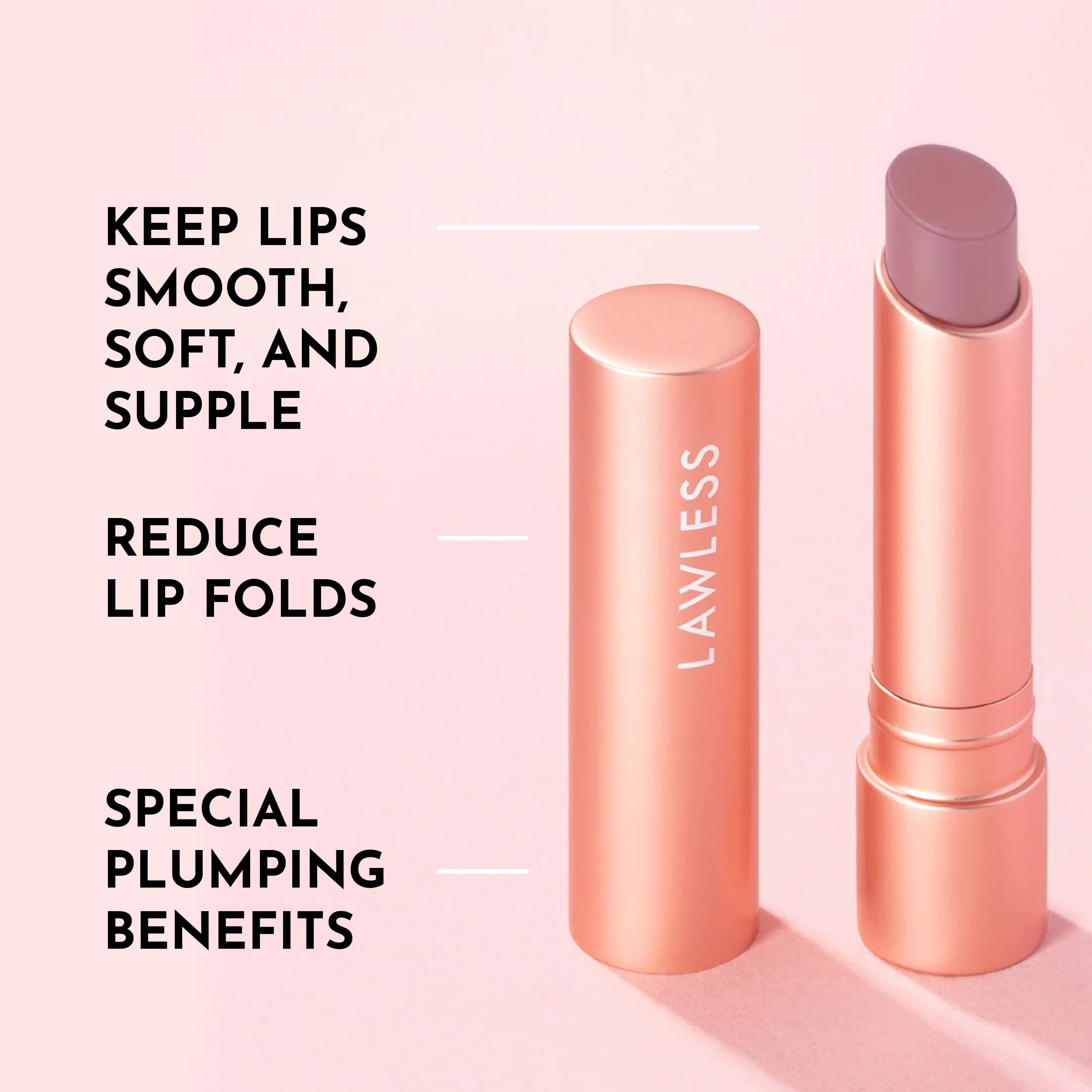 Packaging shot of LAWLESS Forget the Filler lip balm for premium feel