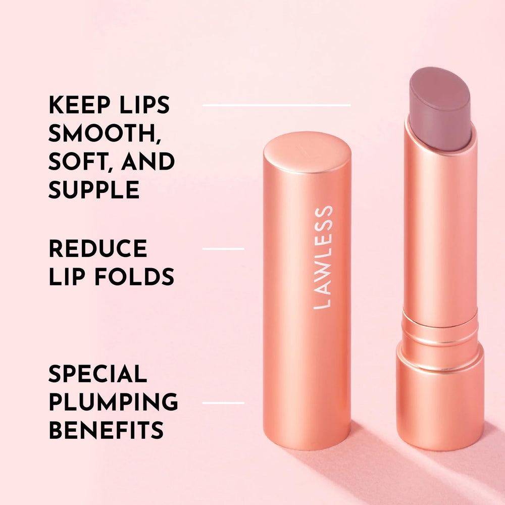 Packaging shot of LAWLESS Forget the Filler lip balm for premium feel