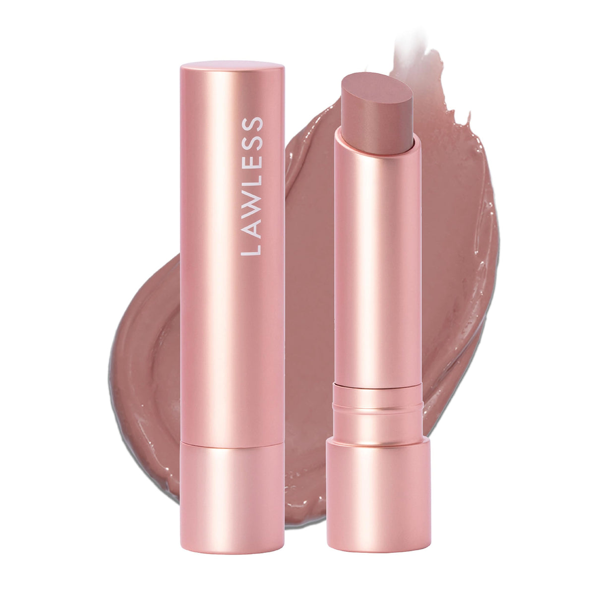 LAWLESS Forget the Filler lip plumper balm tube in Whisper showing the product and shade