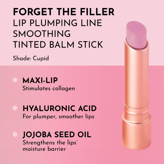 Close-up of LAWLESS balm on lips showing smooth, plump-looking Cupid tint