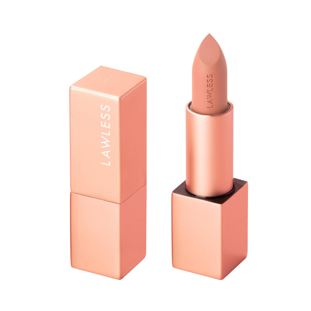 Lawless Forget the Filler lipstick in Fawn tube offers a hydrating satin finish for daily wear