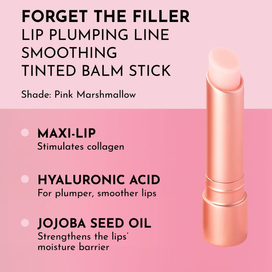 LAWLESS Forget the Filler lip balm swatch on lips with creamy tint.