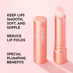 Close-up texture of LAWLESS Forget the Filler balm shows a creamy, moisturizing formula.