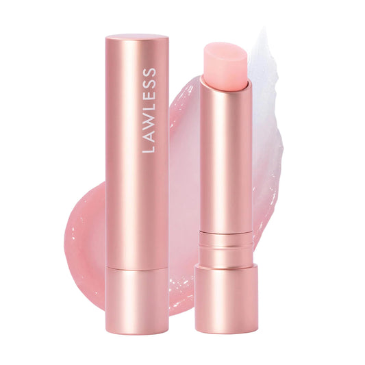 LAWLESS Forget the Filler lip balm pink marshmallow tube delivers hydrating color.