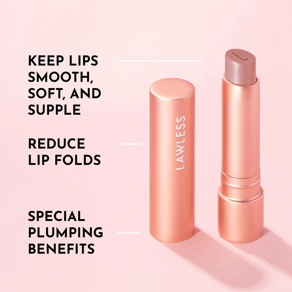 Application of Lawless Forget the Filler Sweetie on lips.