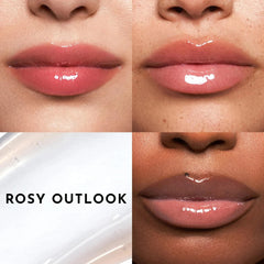 LAWLESS gloss layered over lipstick for glass-like shine and color depth