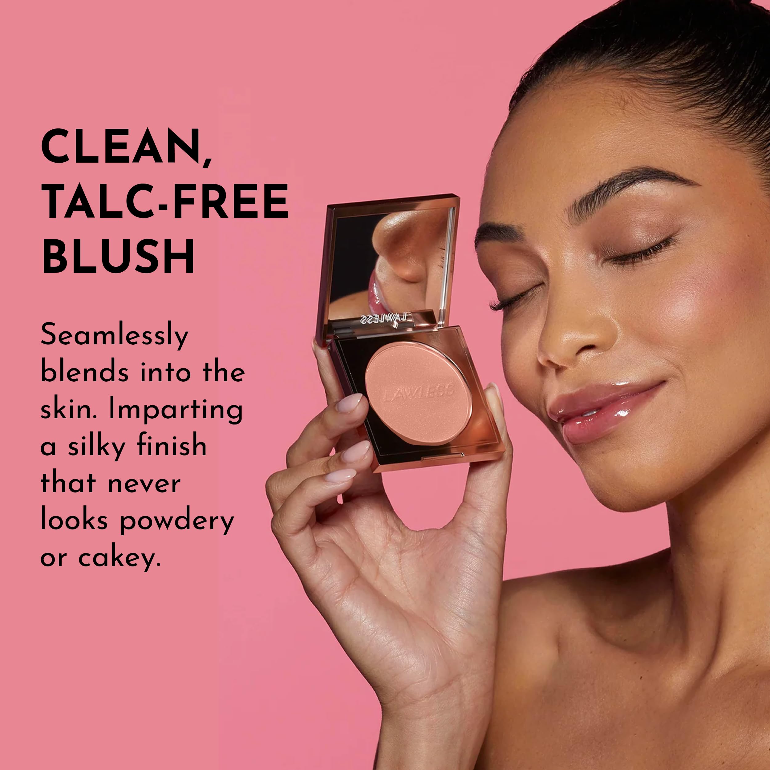 Apply LAWLESS Make Me Blush Daisy Pink with the brush for dimension.