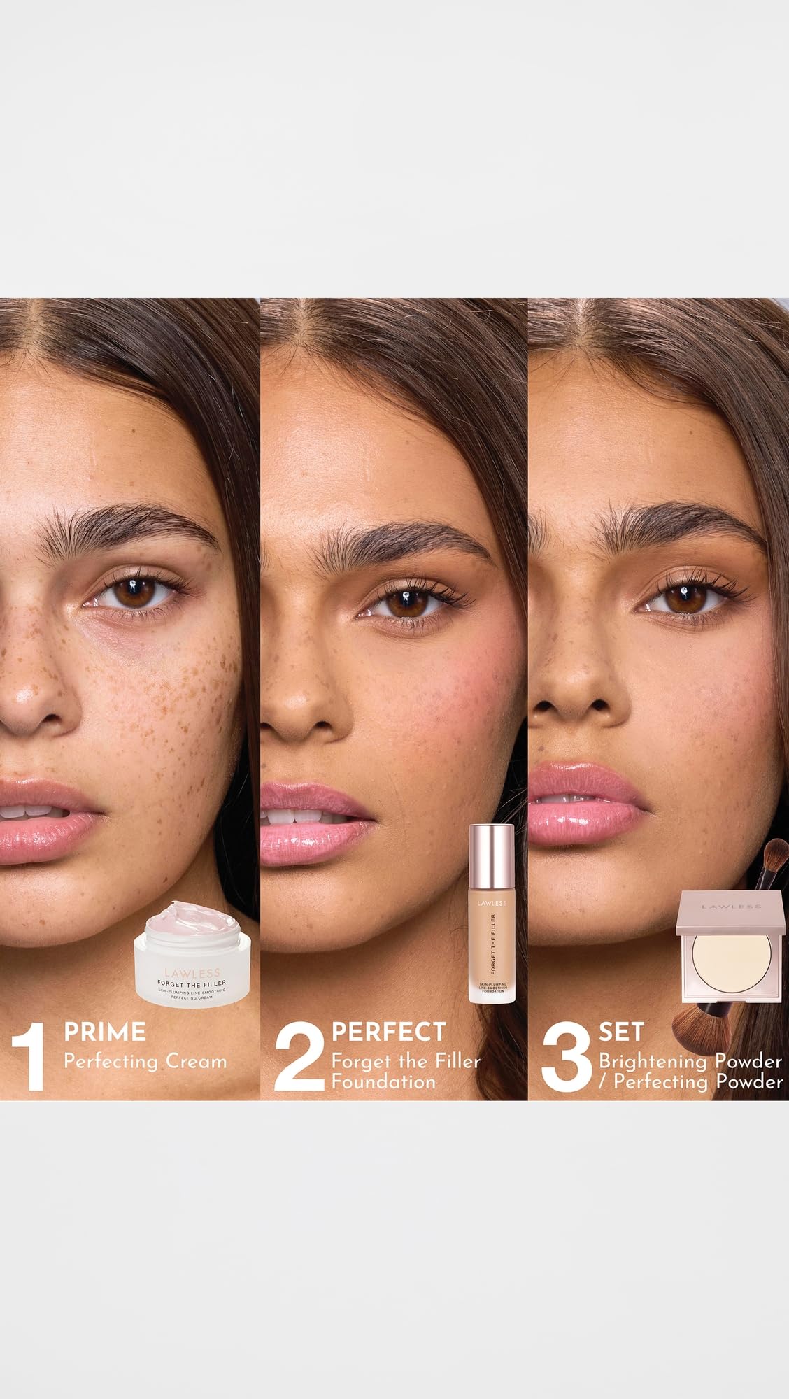 LAWLESS powder application with sponge for lighter coverage and seamless blending