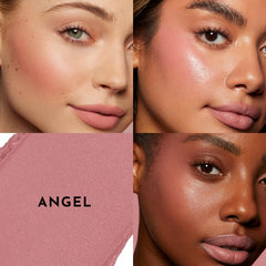 Lawless Angel glow on cheek apples demonstrating buildable color