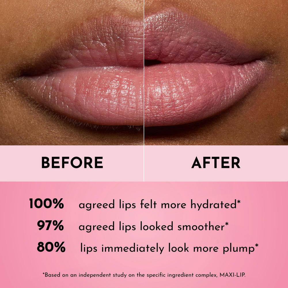 Rosehip oil, shea butter, and jojoba oil nourish lips daily.
