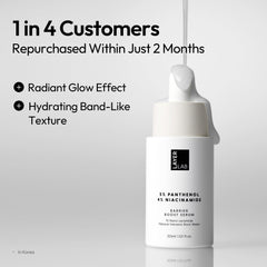 LAYERLAB Barrier Boost Serum glow shot illustrating glass-skin radiance after use.