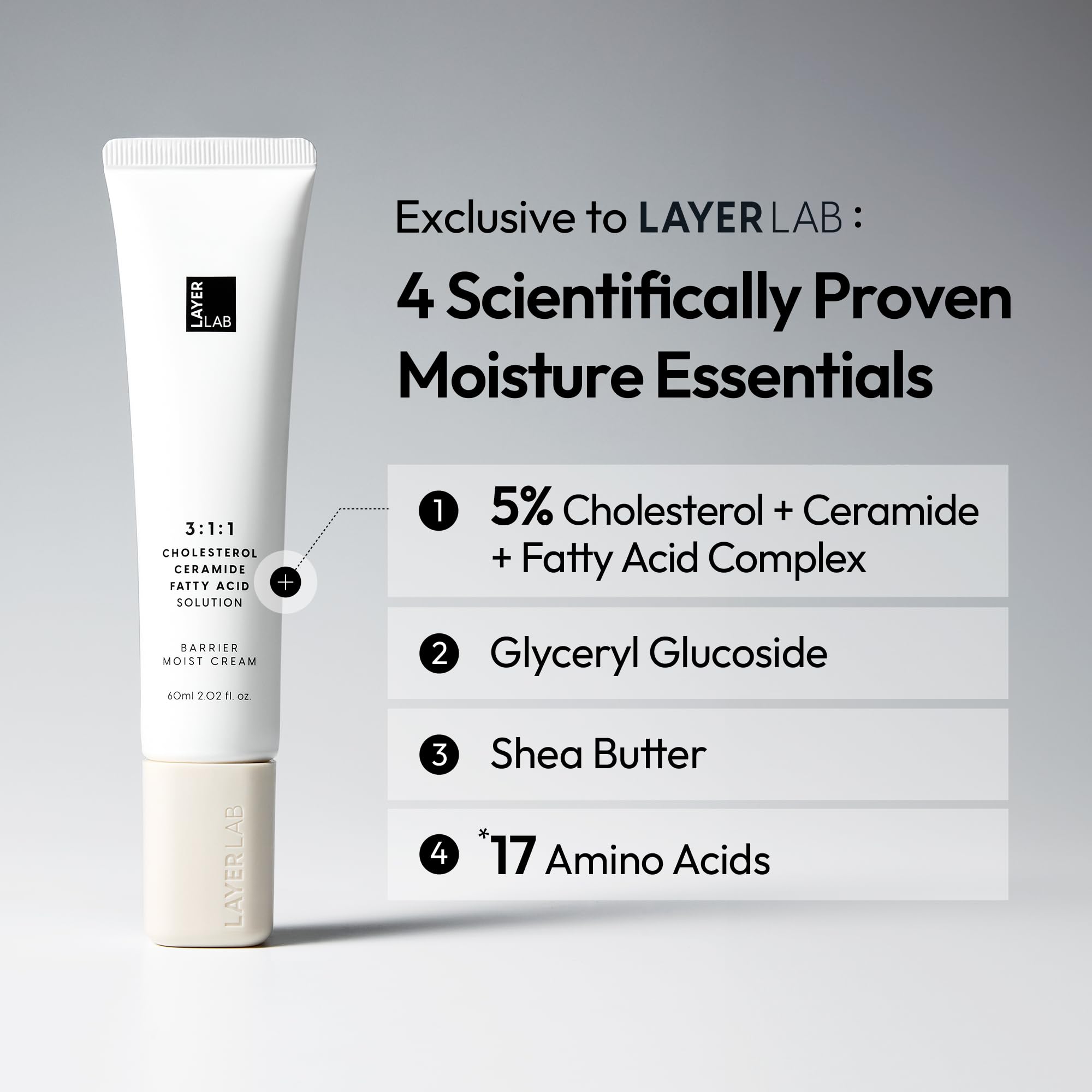 LAYERLAB Barrier Moist Cream spread on skin for quick absorption.