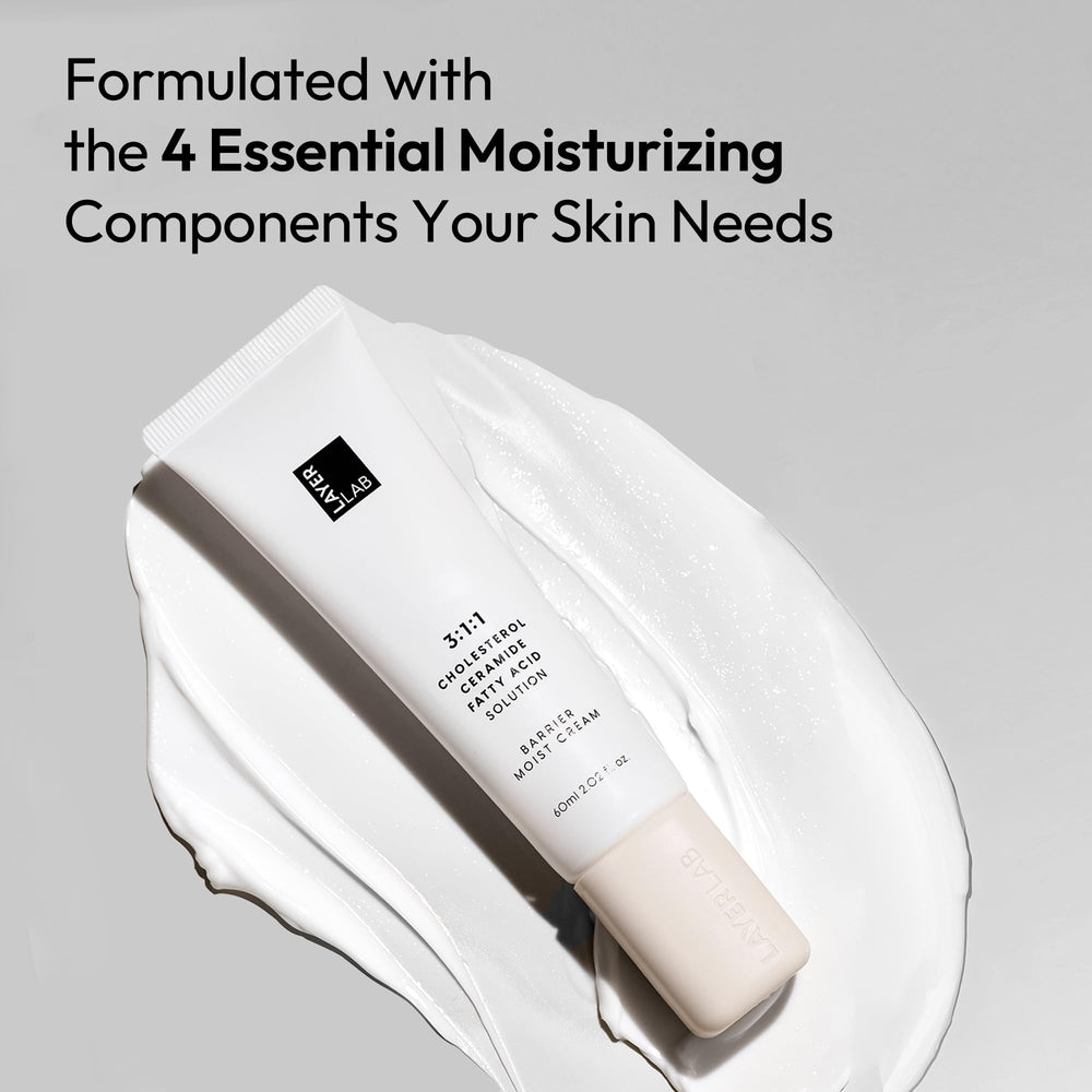 LAYERLAB Barrier Moist Cream texture close-up shows rich, lightweight feel.