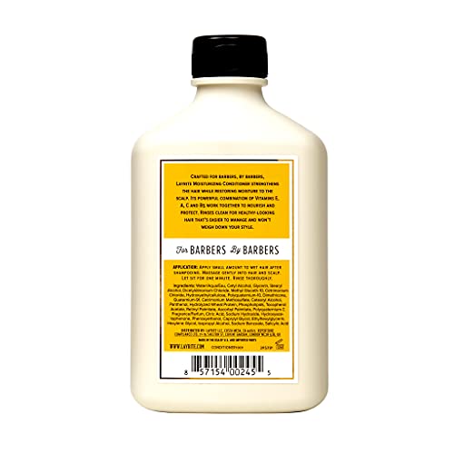 Layrite Moisturizing Conditioner label close-up highlights nourishing moisture for dry scalp