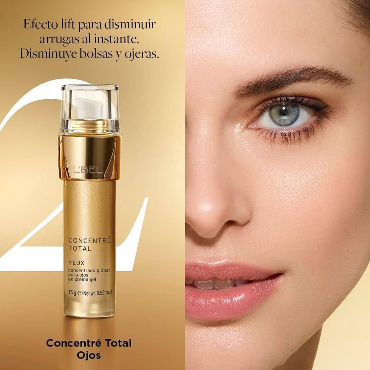 L'Bel Concentré Total Eye Cream packaging jar displayed with elegant branding.