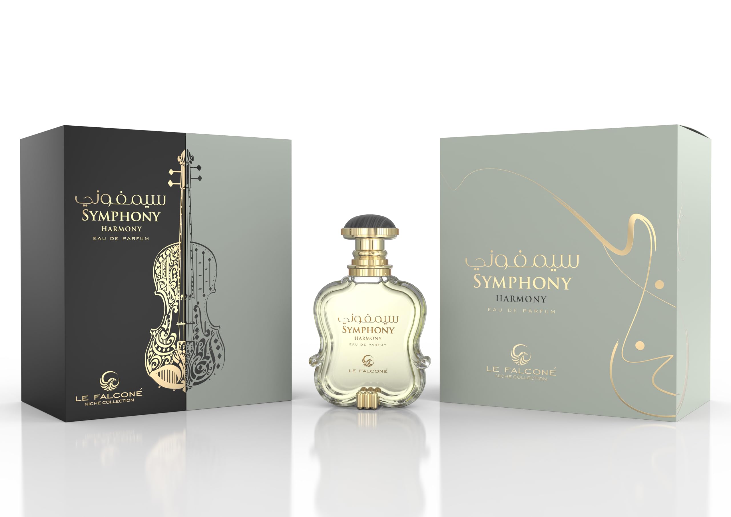 Le Falcone Symphony Harmony label emphasizes brand heritage and premium fragrance notes