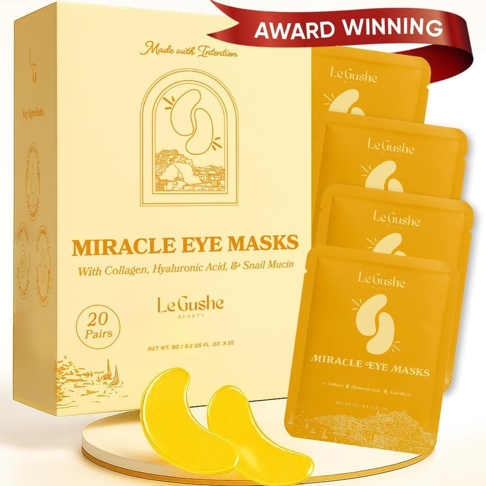 LE GUSHE Gold Under Eye Patches pack ready for home use to refresh eyes