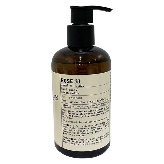 Le Labo Rose 31 hand soap bottle with premium fragrance and gentle cleansing for hands.