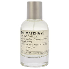 Le Labo The Matcha 26 bottle at an angle, suggesting unisex appeal.