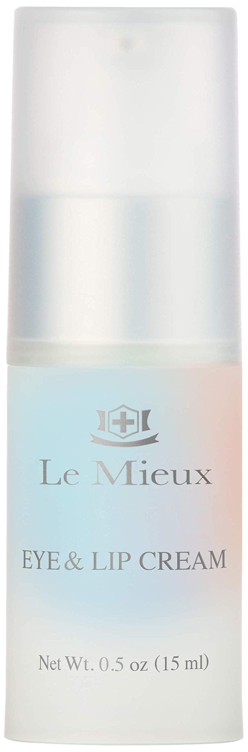 Le Mieux Eye & Lip Cream jar close-up showing rich moisture around eyes and lips.