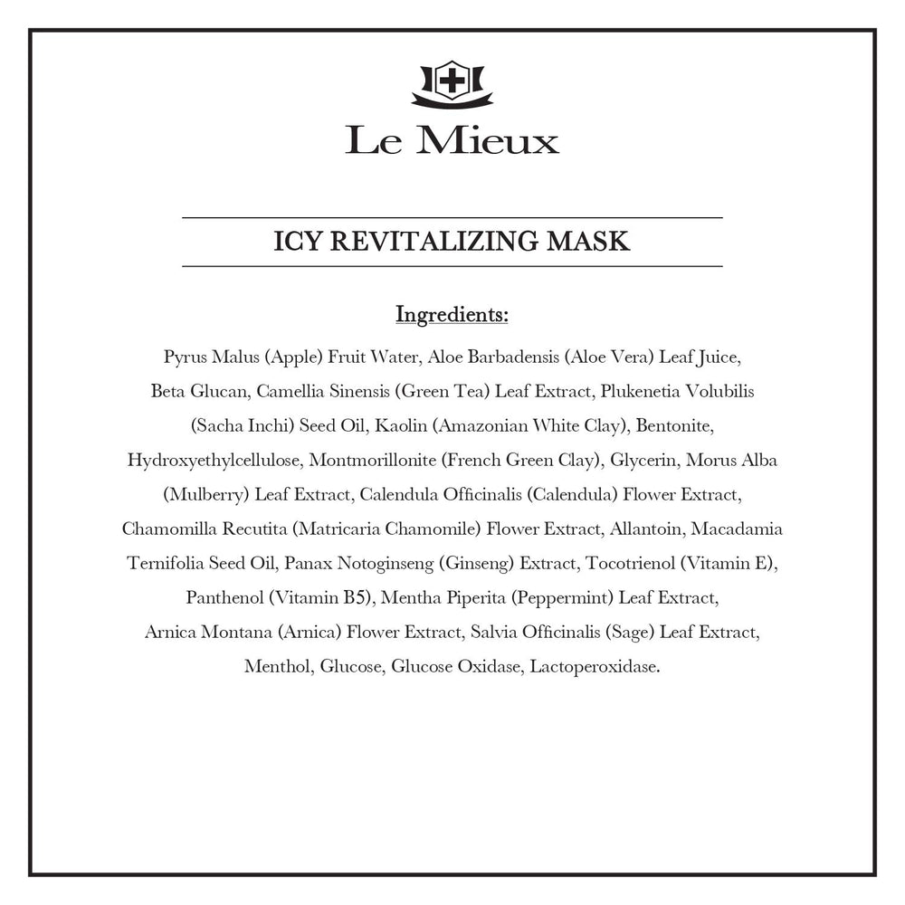 Le Mieux Icy Revitalizing Mask blends French green clay with botanicals for pore balance