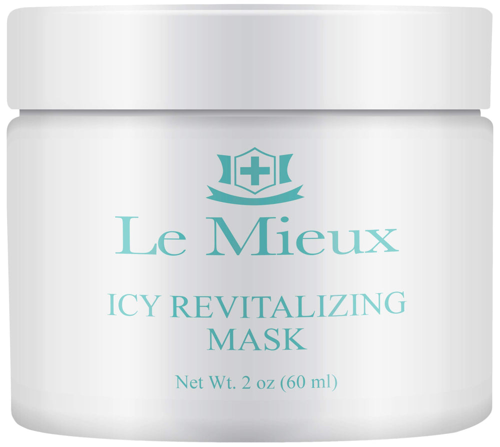 Le Mieux Icy Revitalizing Mask jar close-up showing creamy clay formula for oil balance